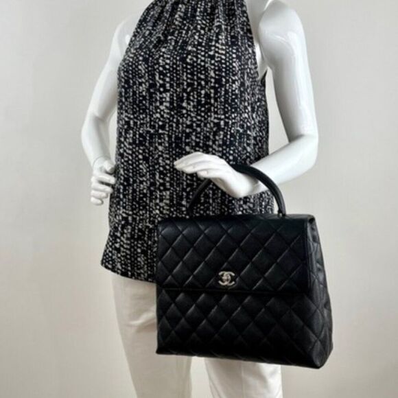 Chanel Caviar Leather Top Handle Flap Bag with SHW in Black - Picture 2 of 13